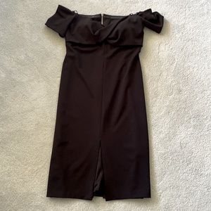 Betsey & Adam black off-the-shoulder fitted midi dress